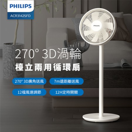 【PHILIPS飛利浦】270度3D渦輪循環扇 ACR3142SFD